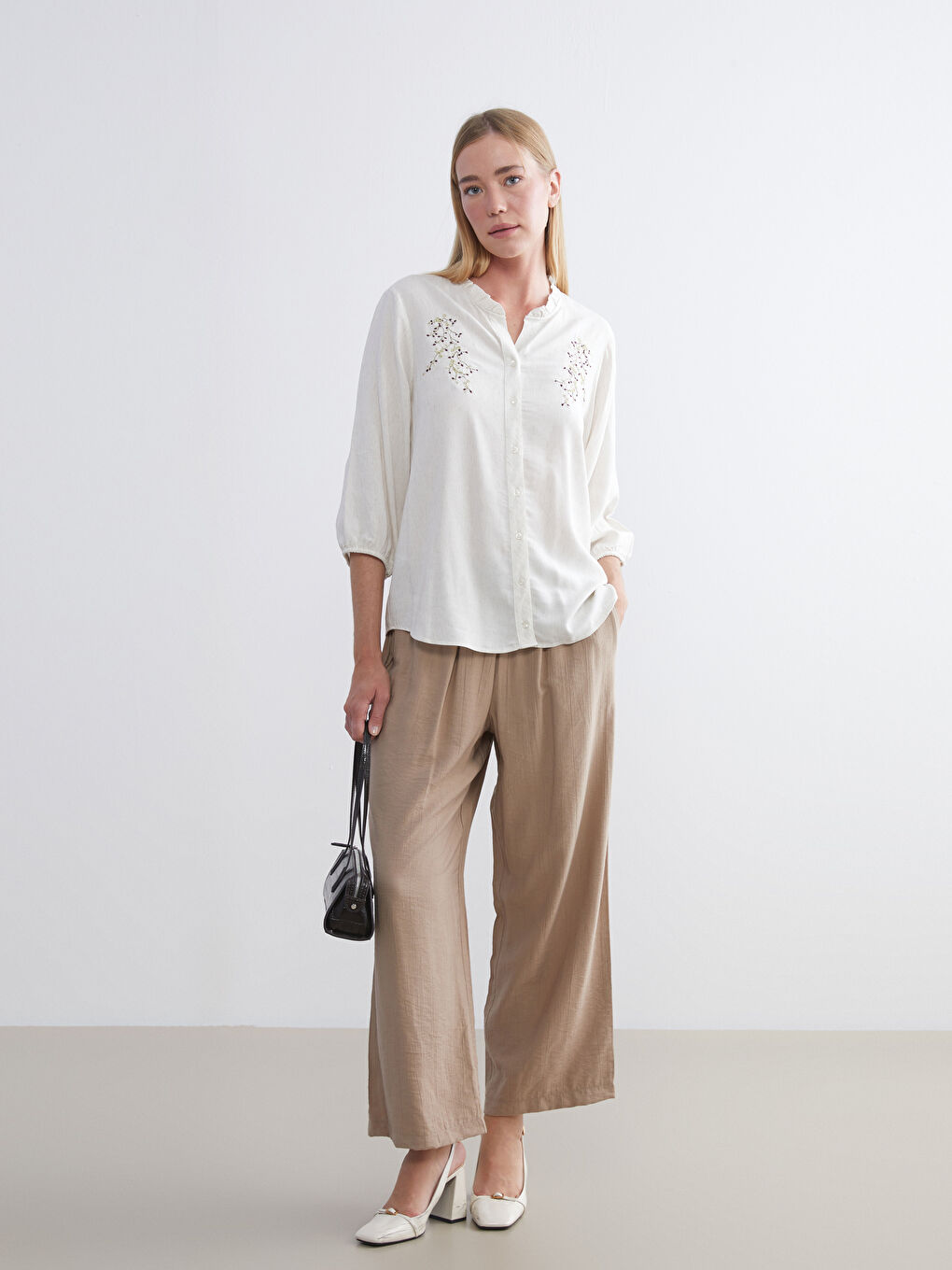 Kahverengi Beli Lastikli Kadın Pantolon