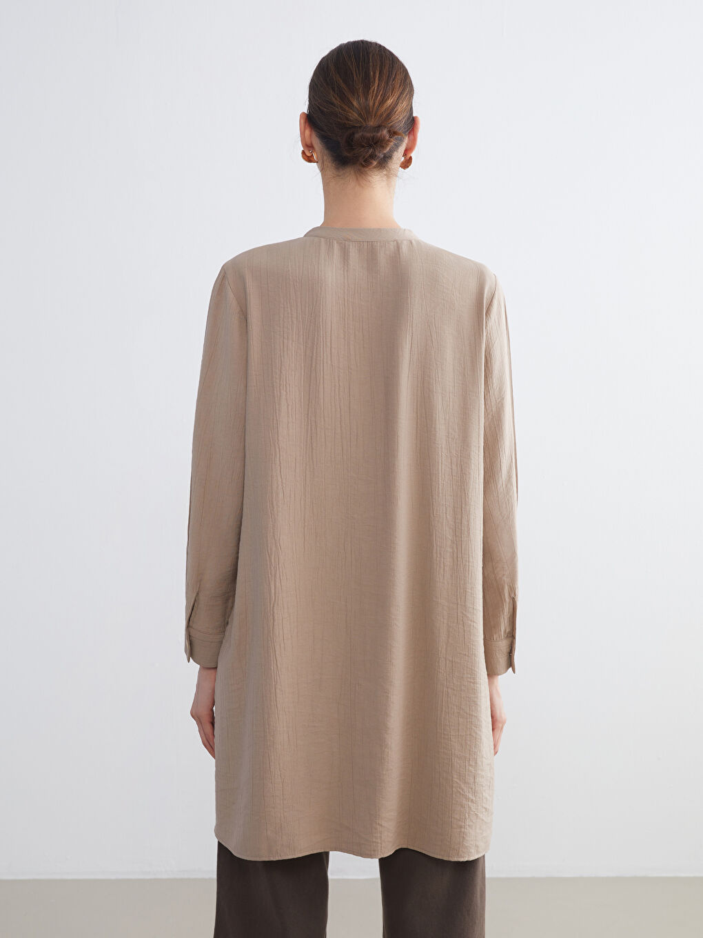 LCW Grace Grandad Collar Women's Shirt Tunic -W5K664Z8-GXJ