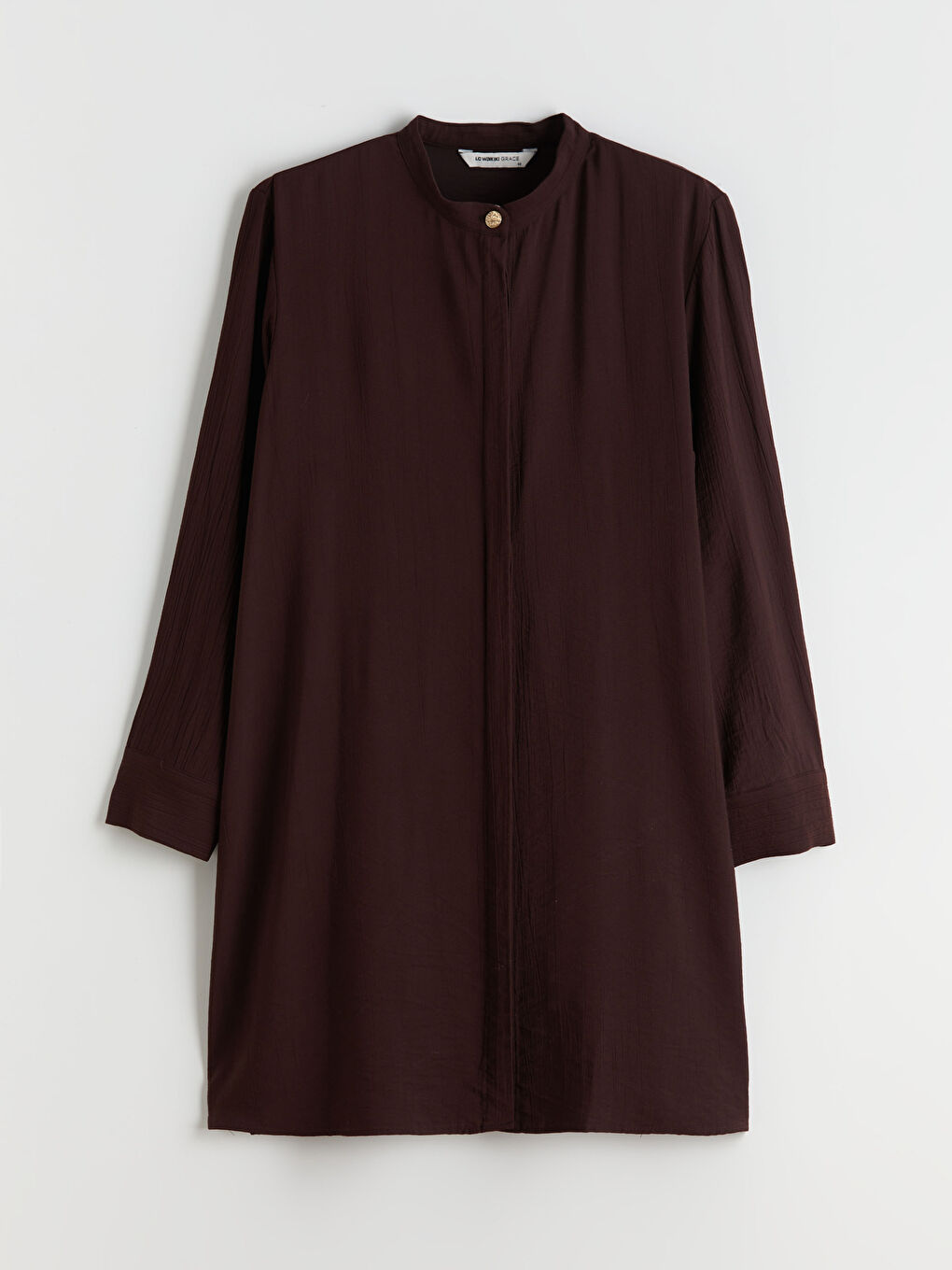 Kahverengi Hakim Yaka Kadın Gömlek Tunik-8