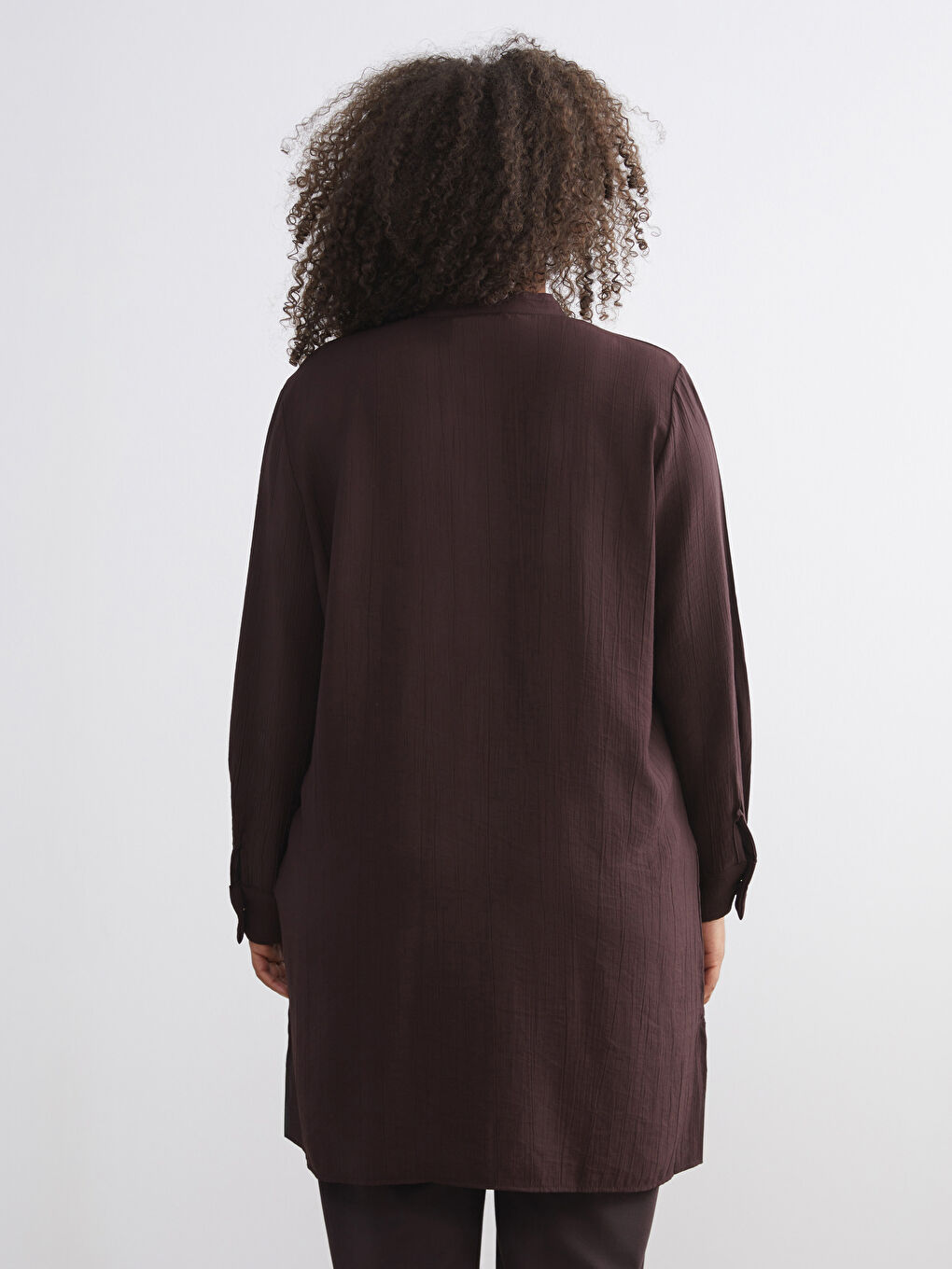 Kahverengi Hakim Yaka Kadın Gömlek Tunik-7