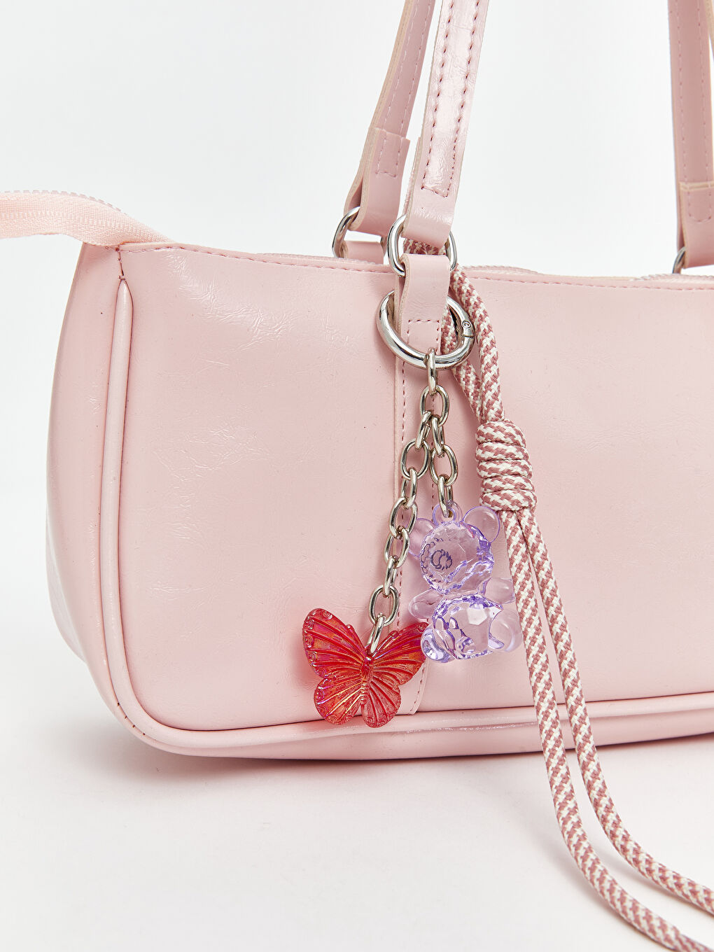 Pembe Deri Görünümlü Kadın Kol Çantası-3