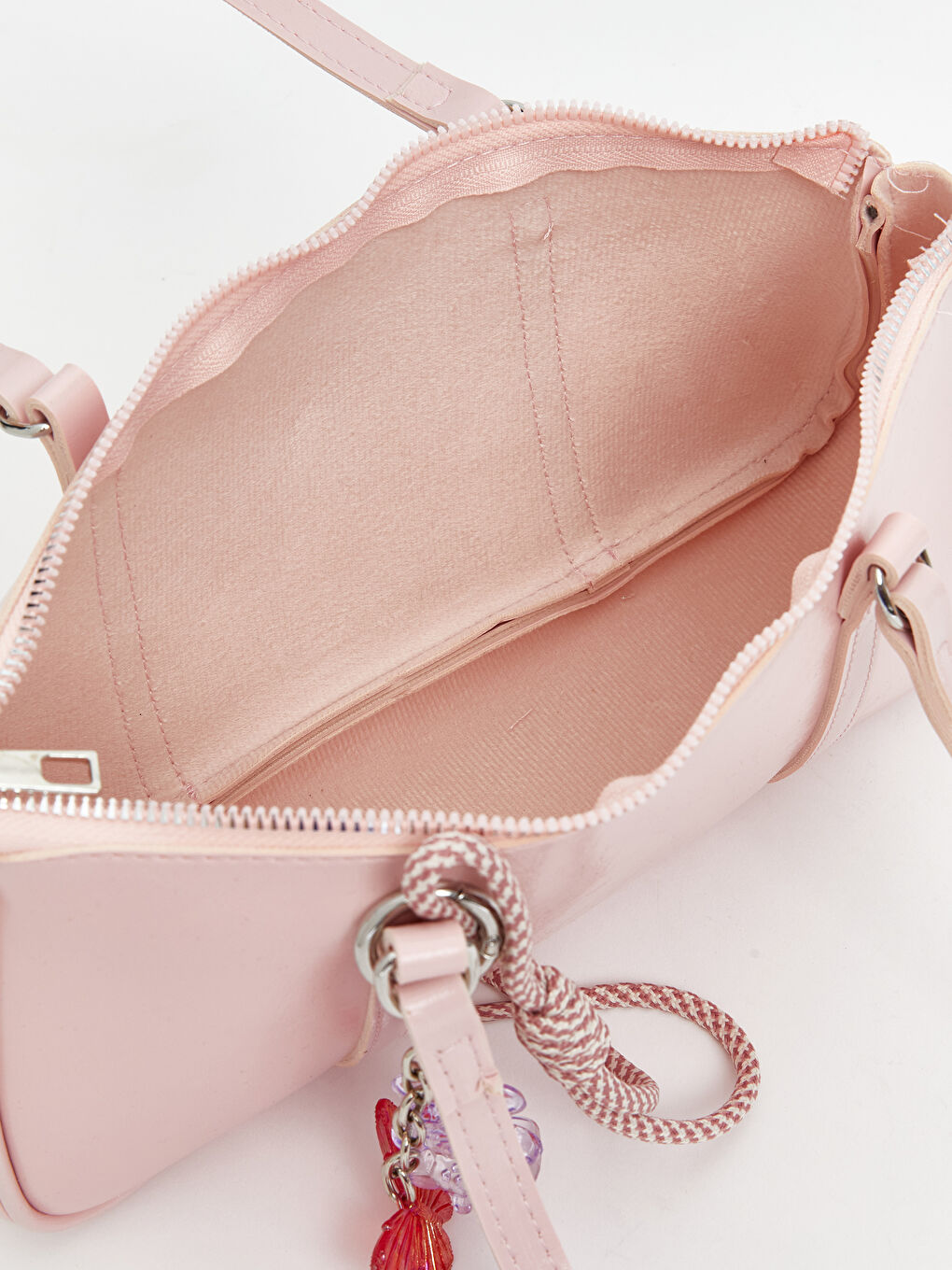 Pembe Deri Görünümlü Kadın Kol Çantası-5