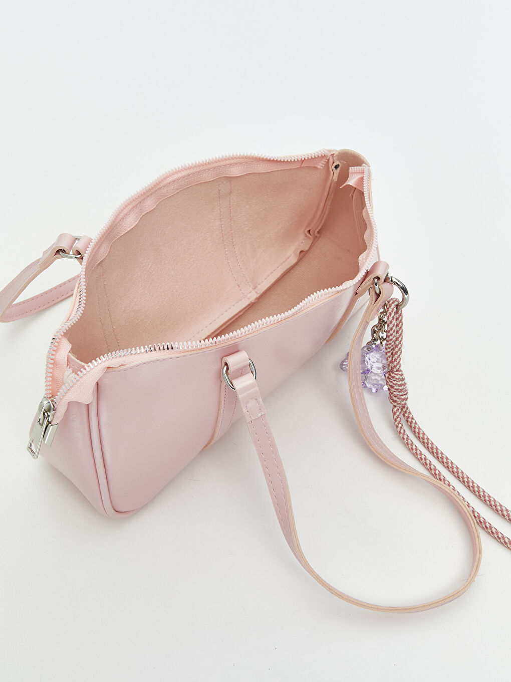 Pembe Deri Görünümlü Kadın Kol Çantası-6