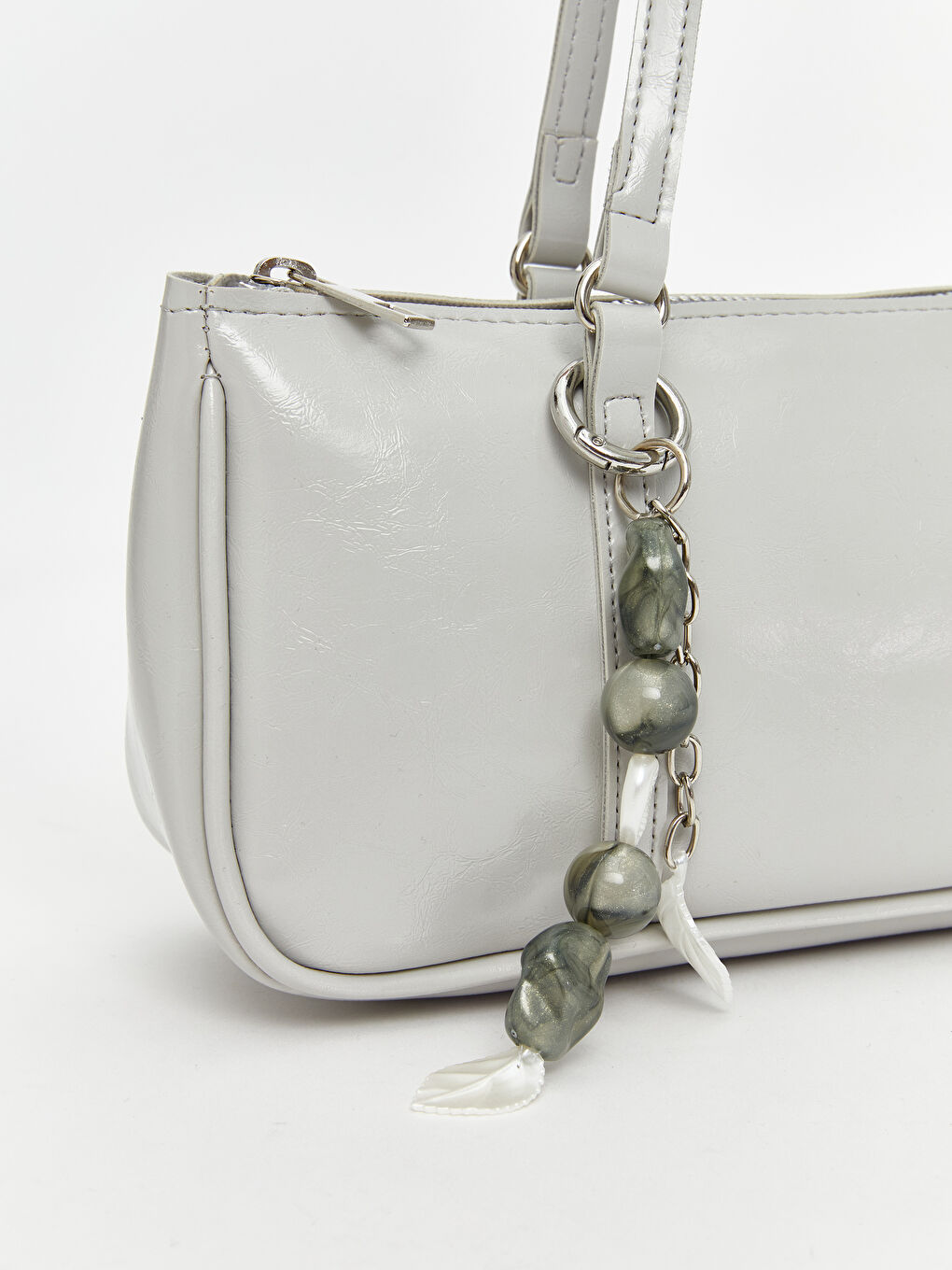 Gri Deri Görünümlü Kadın Kol Çantası-1