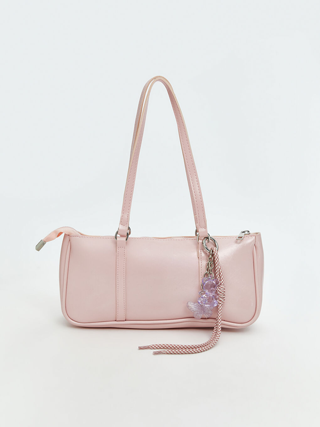 Pembe Deri Görünümlü Kadın Kol Çantası-1