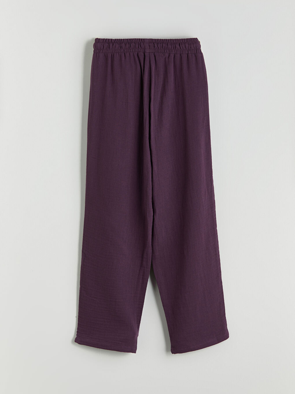 Mor Beli Lastikli Dokulu Müslin Kadın Pantolon-5