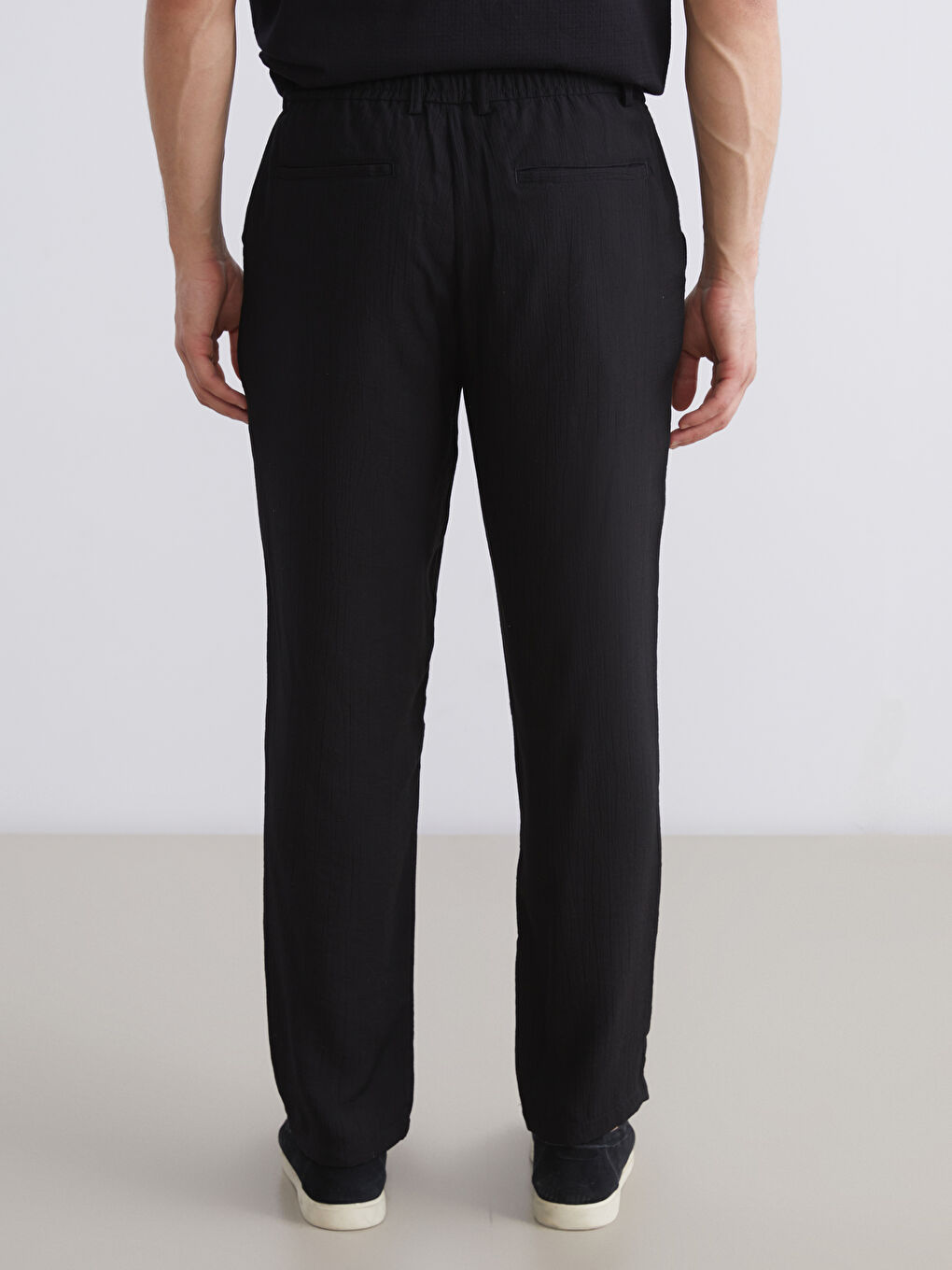 Siyah Standart Kalıp Erkek Pantolon-3