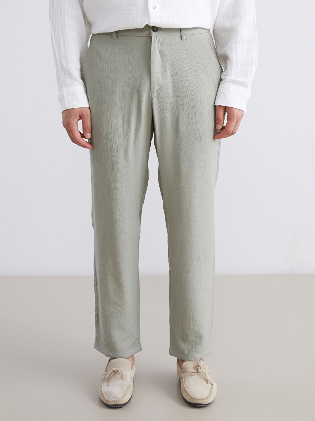 Yeşil Standart Kalıp Erkek Pantolon-3