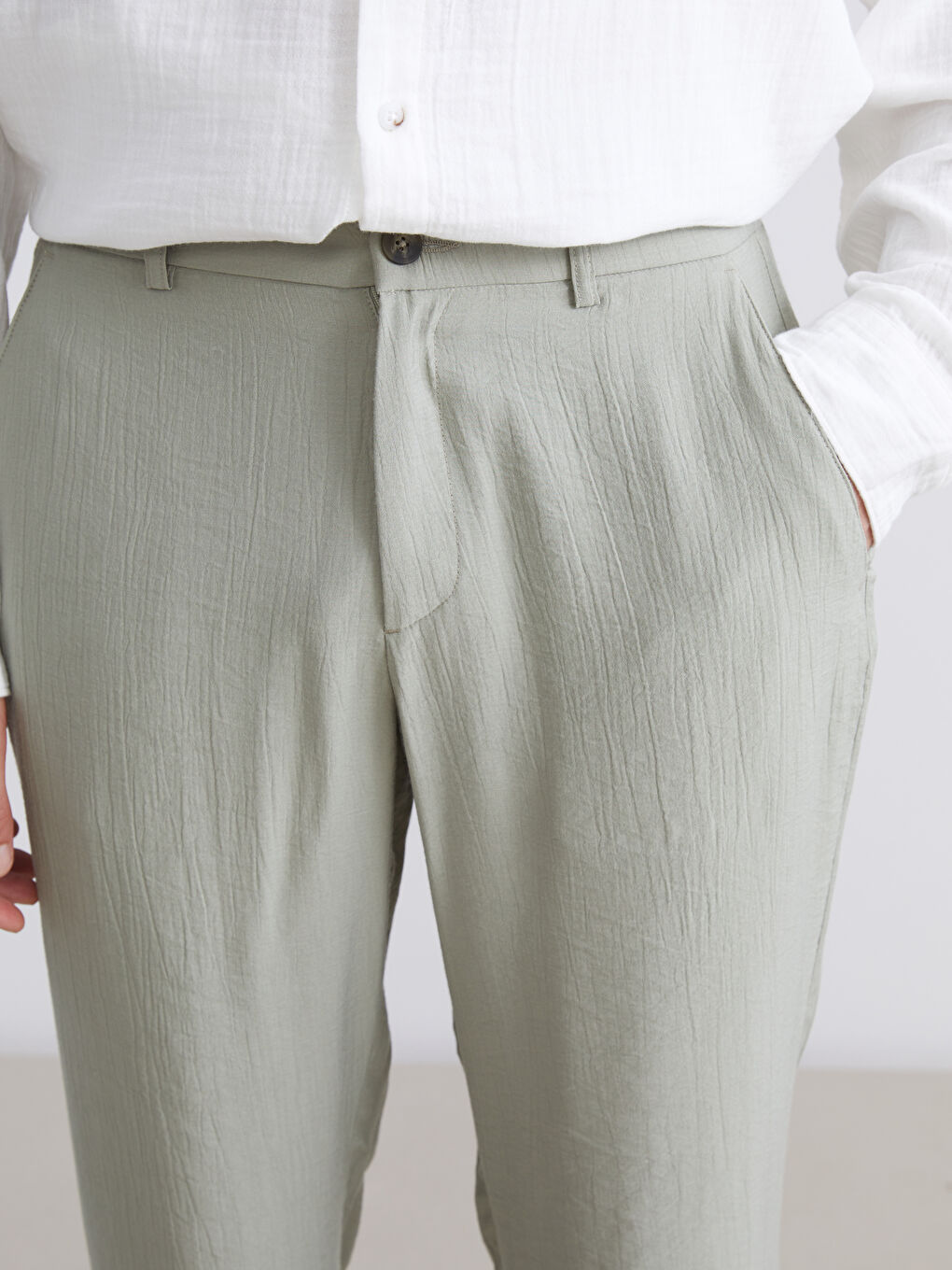 Yeşil Standart Kalıp Erkek Pantolon-5