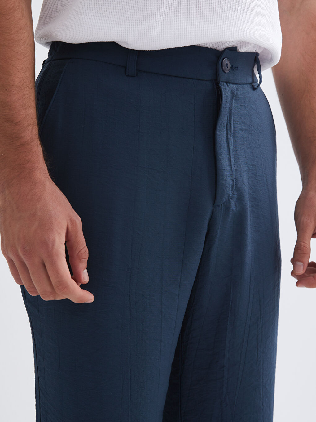 Petrol Standart Kalıp Erkek Pantolon-5