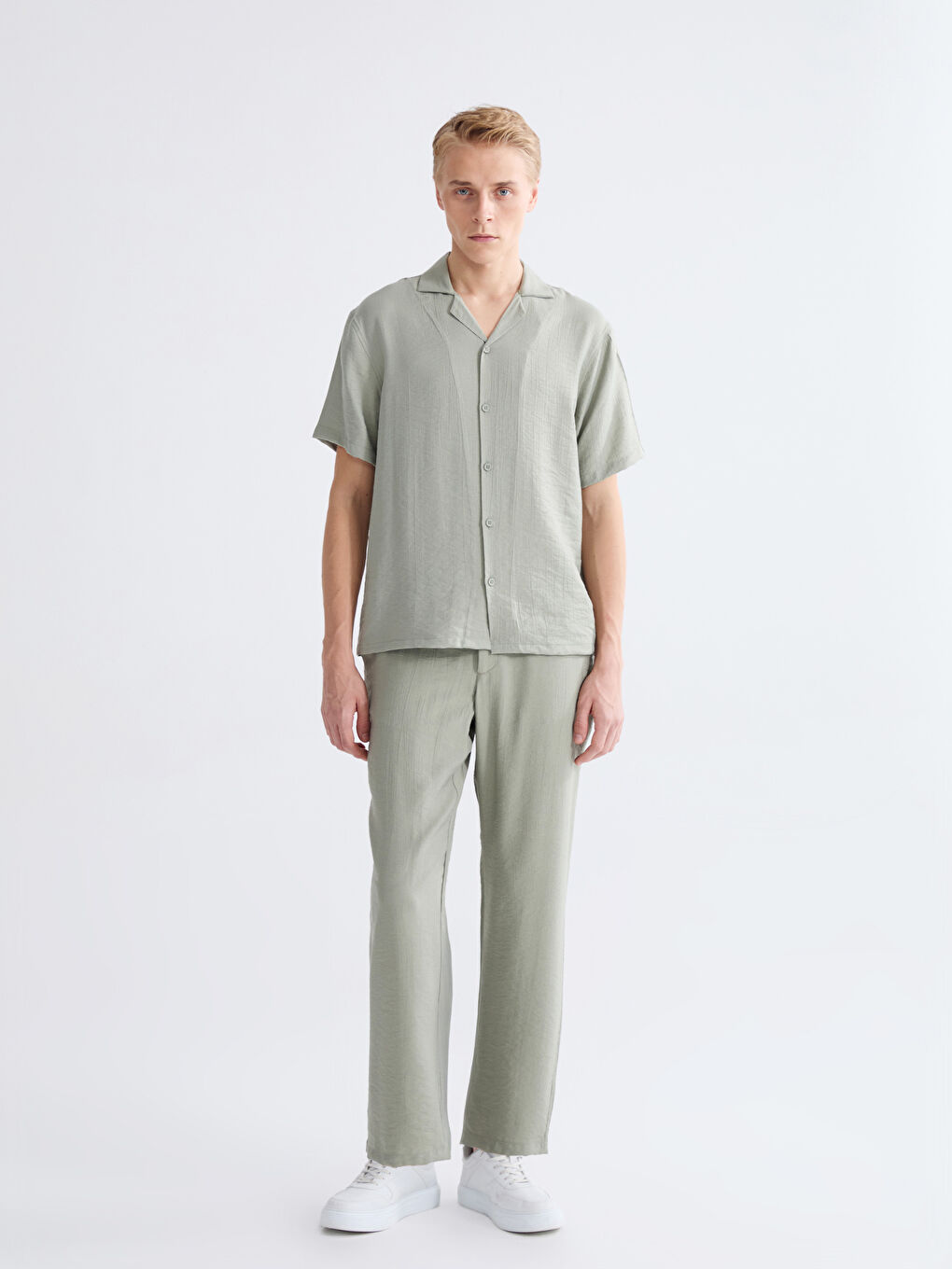 Yeşil Standart Kalıp Erkek Pantolon-1