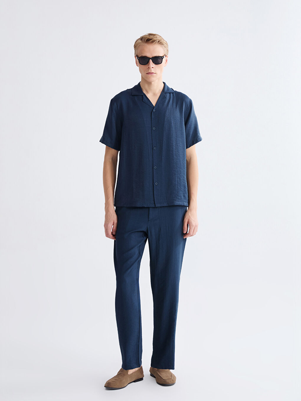 Petrol Standart Kalıp Erkek Pantolon-1