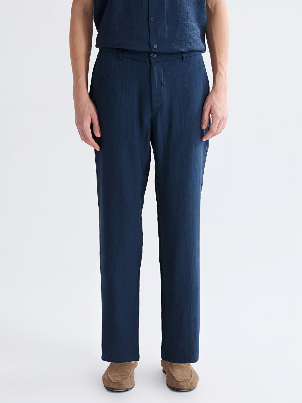 Petrol Standart Kalıp Erkek Pantolon-2