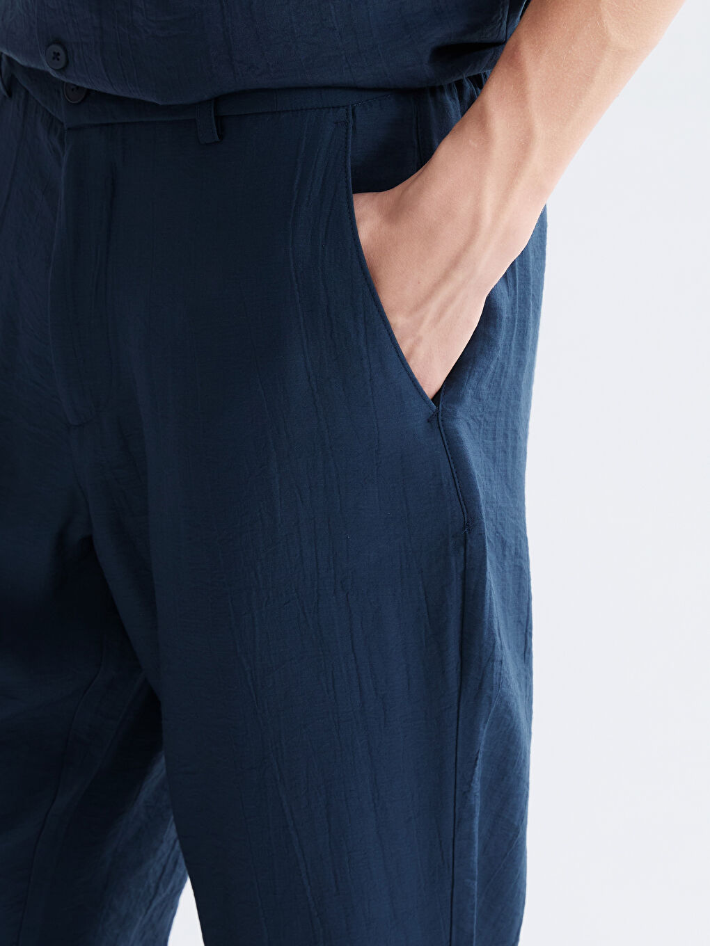 Petrol Standart Kalıp Erkek Pantolon-4