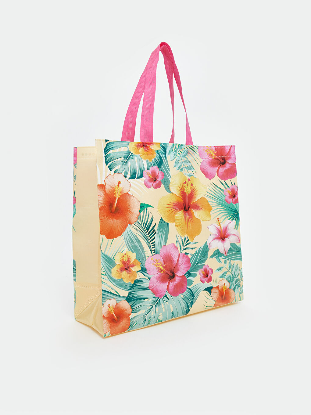 Karışık Çiçek Desenli Kadın Alışveriş Çantası-1