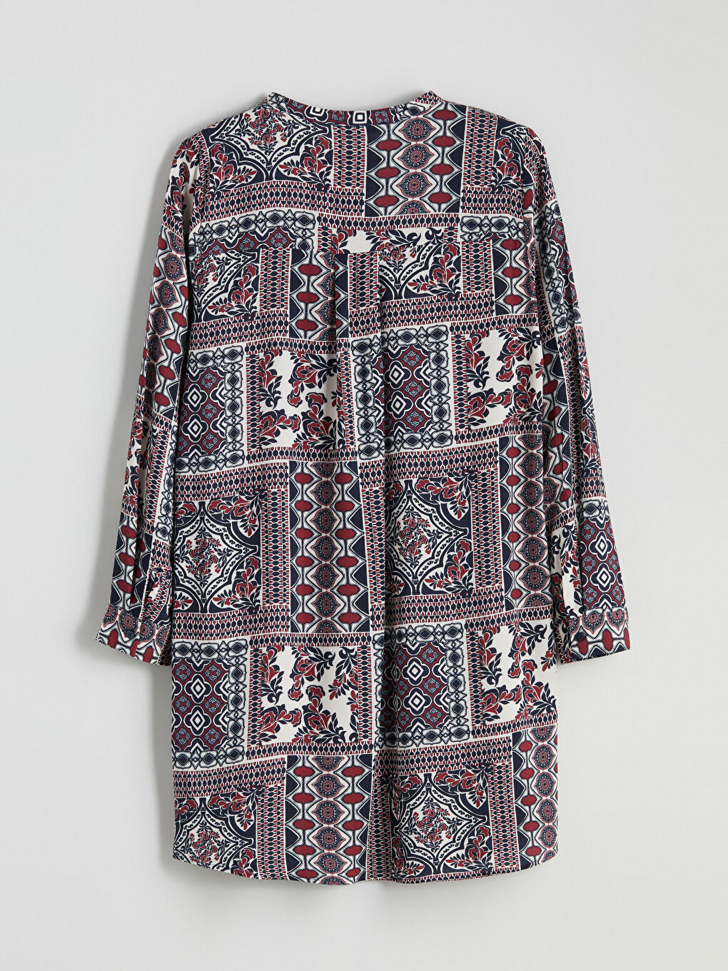 Bordo Bisiklet Yaka Etnik Desenli Kadın Tunik-7