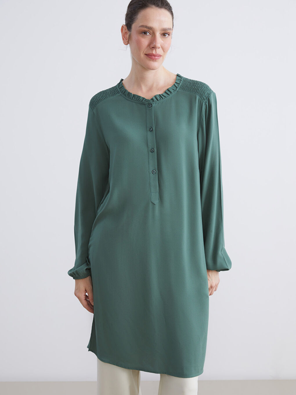 Yeşil Bisiklet Yaka Kadın Tunik