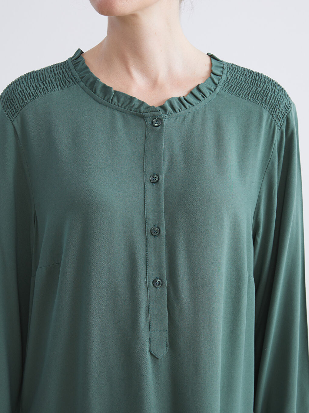 Yeşil Bisiklet Yaka Kadın Tunik-4