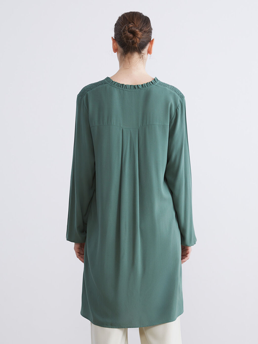 Yeşil Bisiklet Yaka Kadın Tunik-5