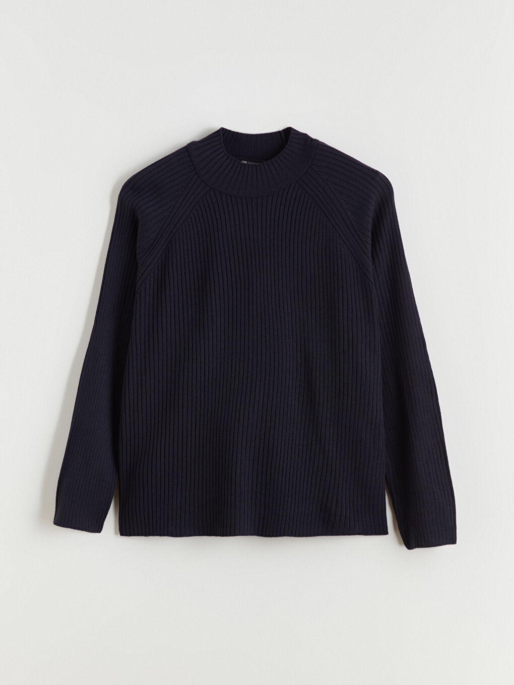 Lacivert Bisiklet Yaka Oversize Kadın Triko Kazak-4