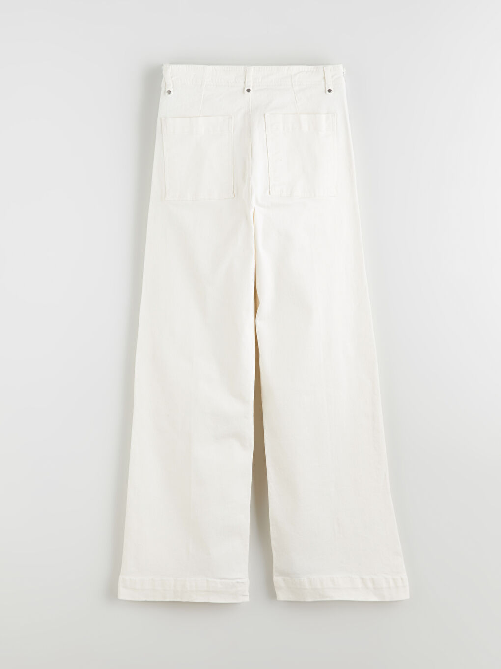 Beyaz Wideleg Kadın Jean Pantolon-5