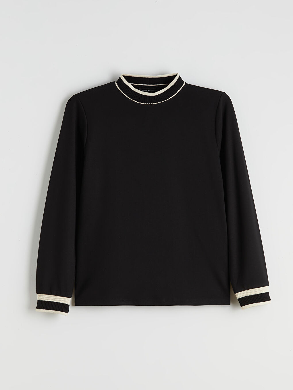 Siyah Dik Yaka Şerit Detaylı Kadın Sweatshirt Tunik-5