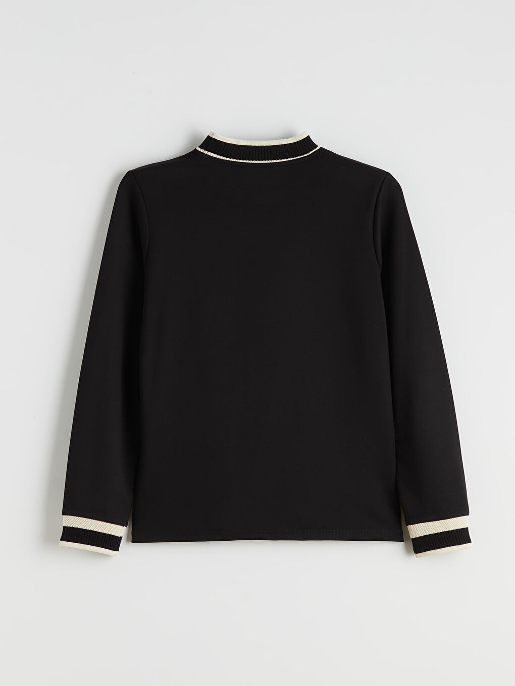 Siyah Dik Yaka Şerit Detaylı Kadın Sweatshirt Tunik-6