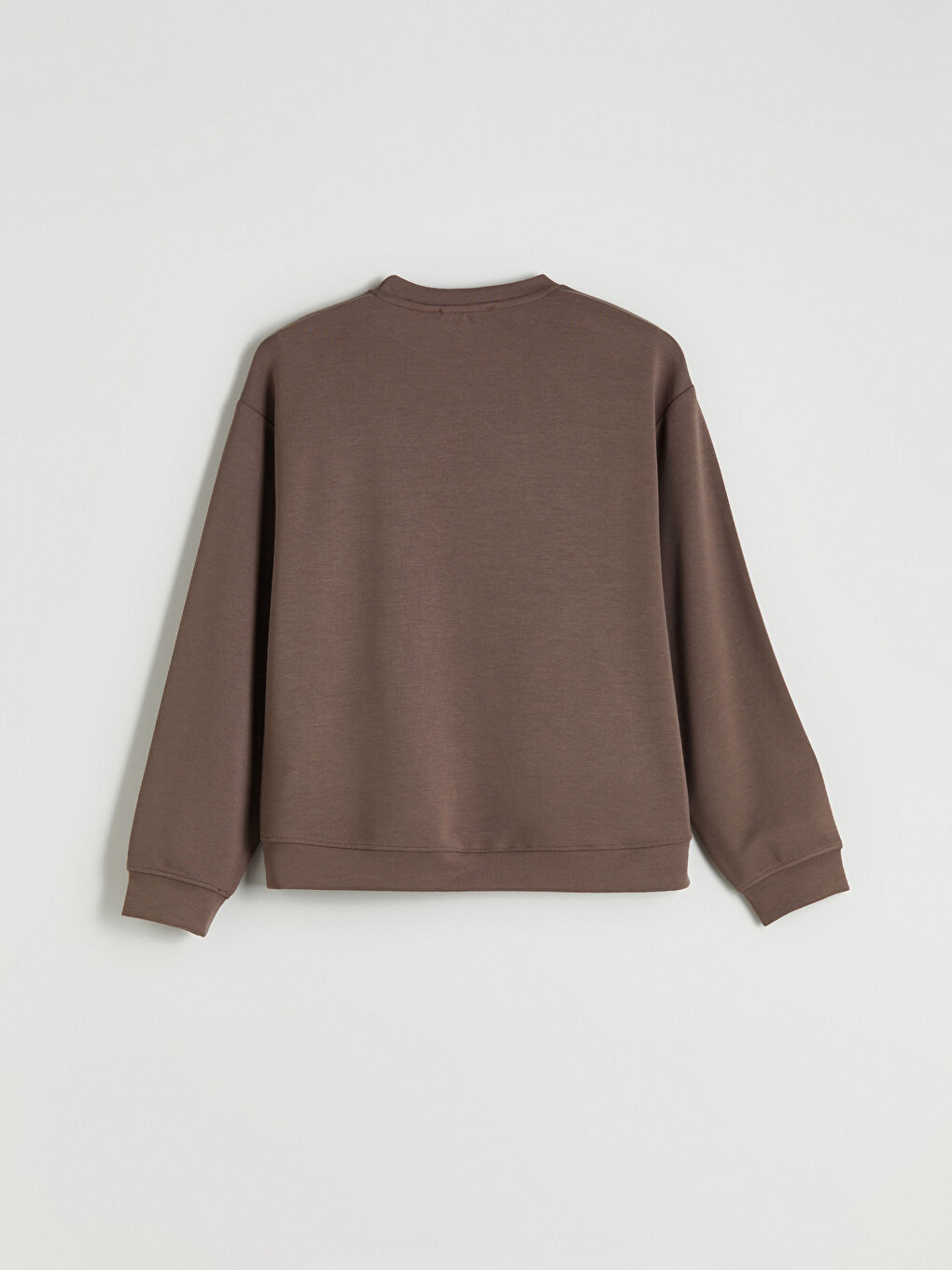 Kahverengi Bisiklet Yaka Baskılı Oversize Kadın Sweatshirt-5