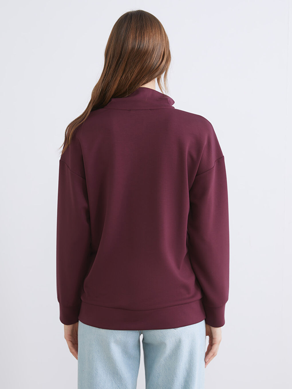 Mürdüm Dik Yaka Kadın Sweatshirt-3