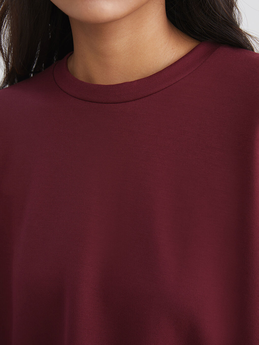 Mürdüm Bisiklet Yaka Modal Karışımlı Kadın Sweatshirt-3