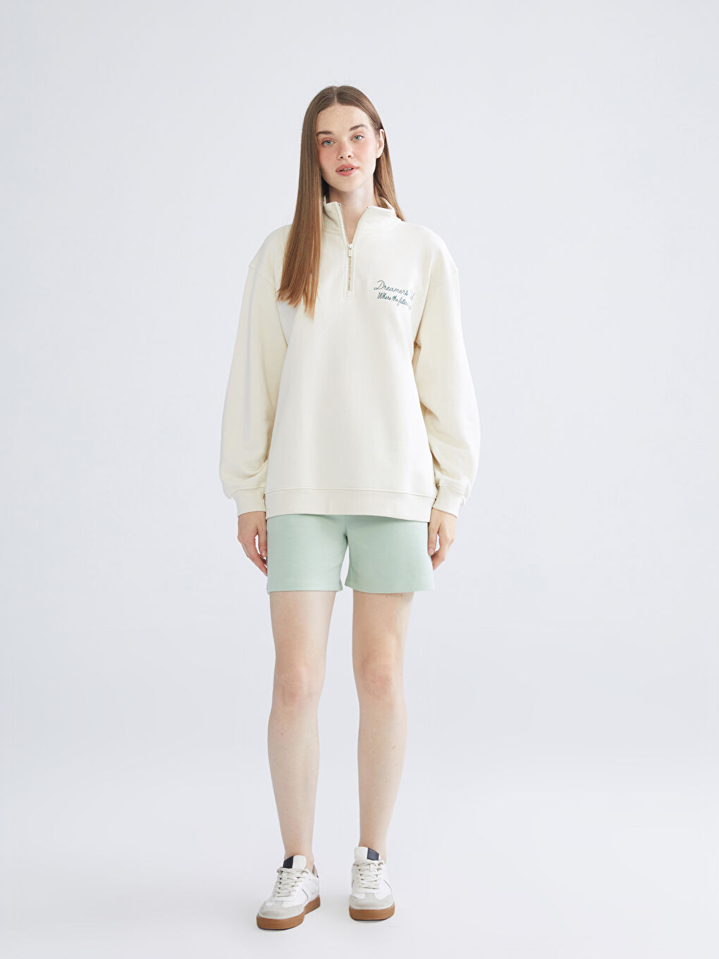 Yeşil Beli Lastikli Kadın Spor Şort