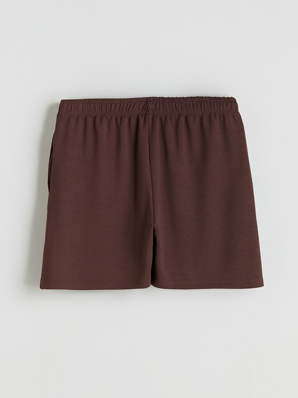 Kahverengi Beli Lastikli Kadın Spor Şort-5