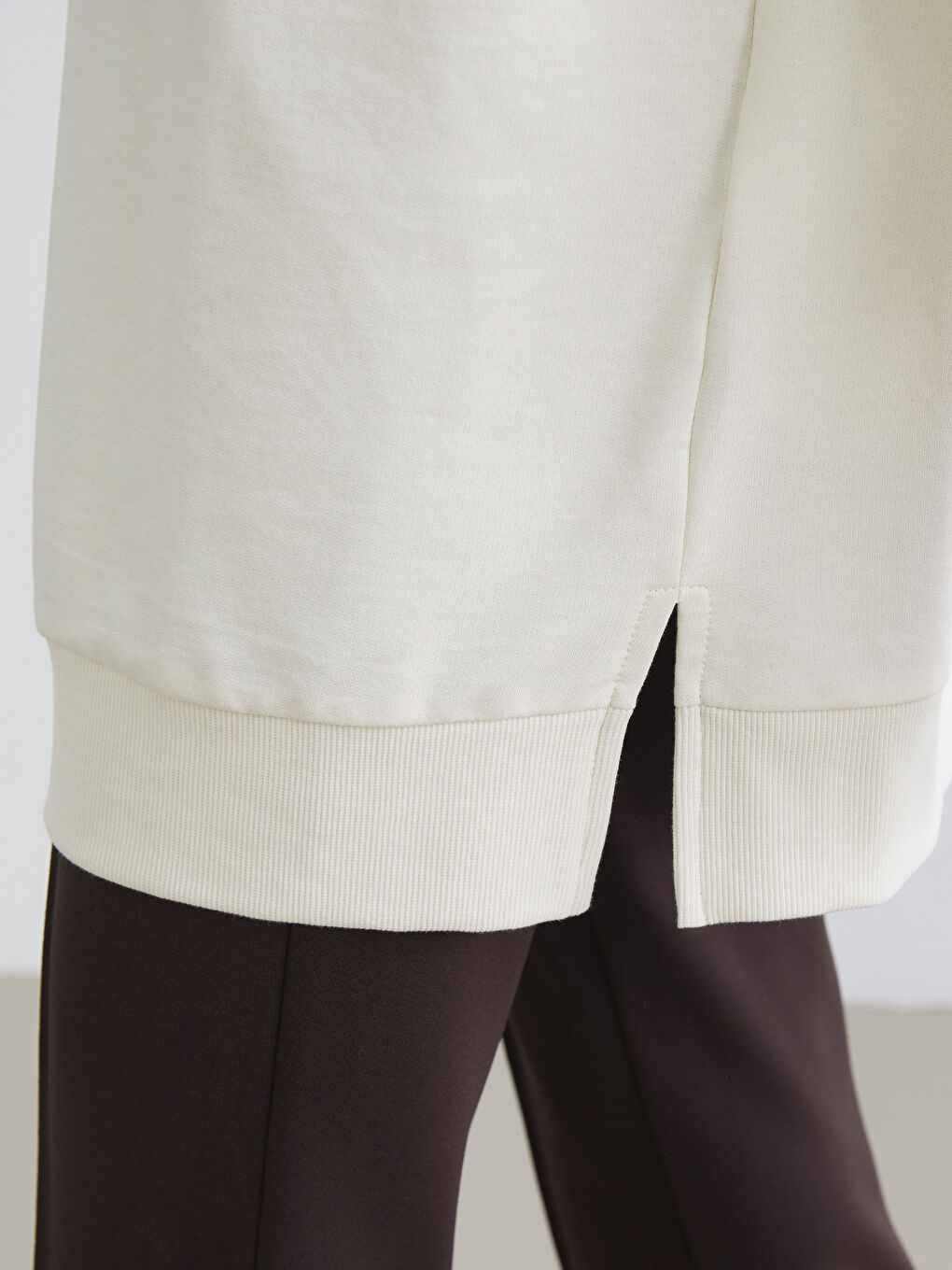 Bej Taşlı Oversize Kadın Sweatshirt Tunik-2