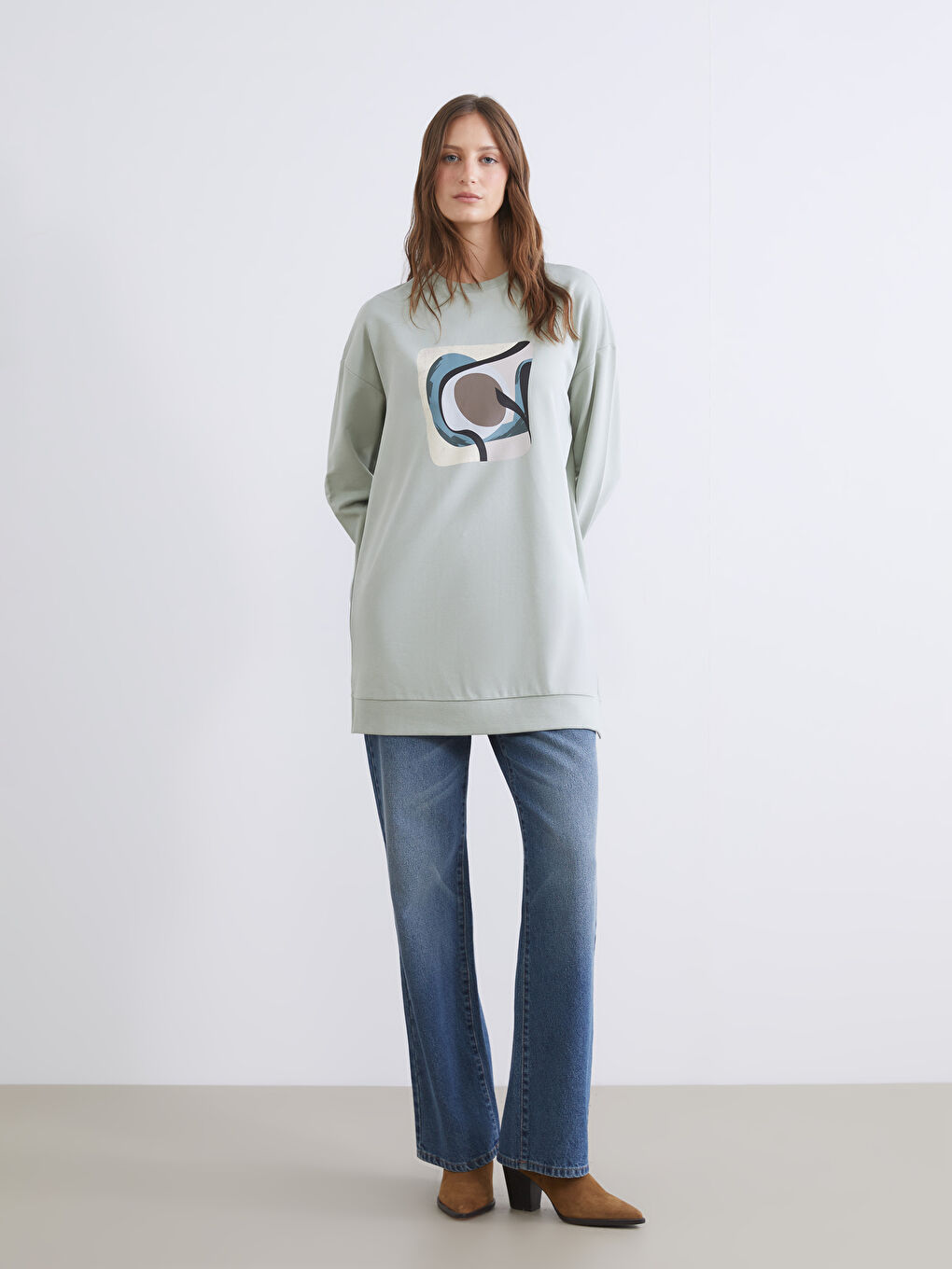 Printed Oversize Women's Sweatshirt Tunic-1