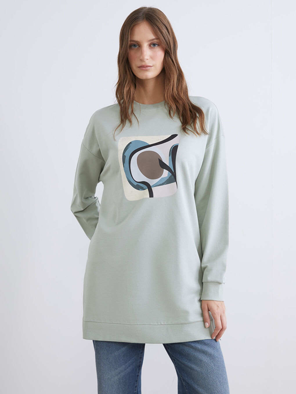 Printed Oversize Women's Sweatshirt Tunic-3