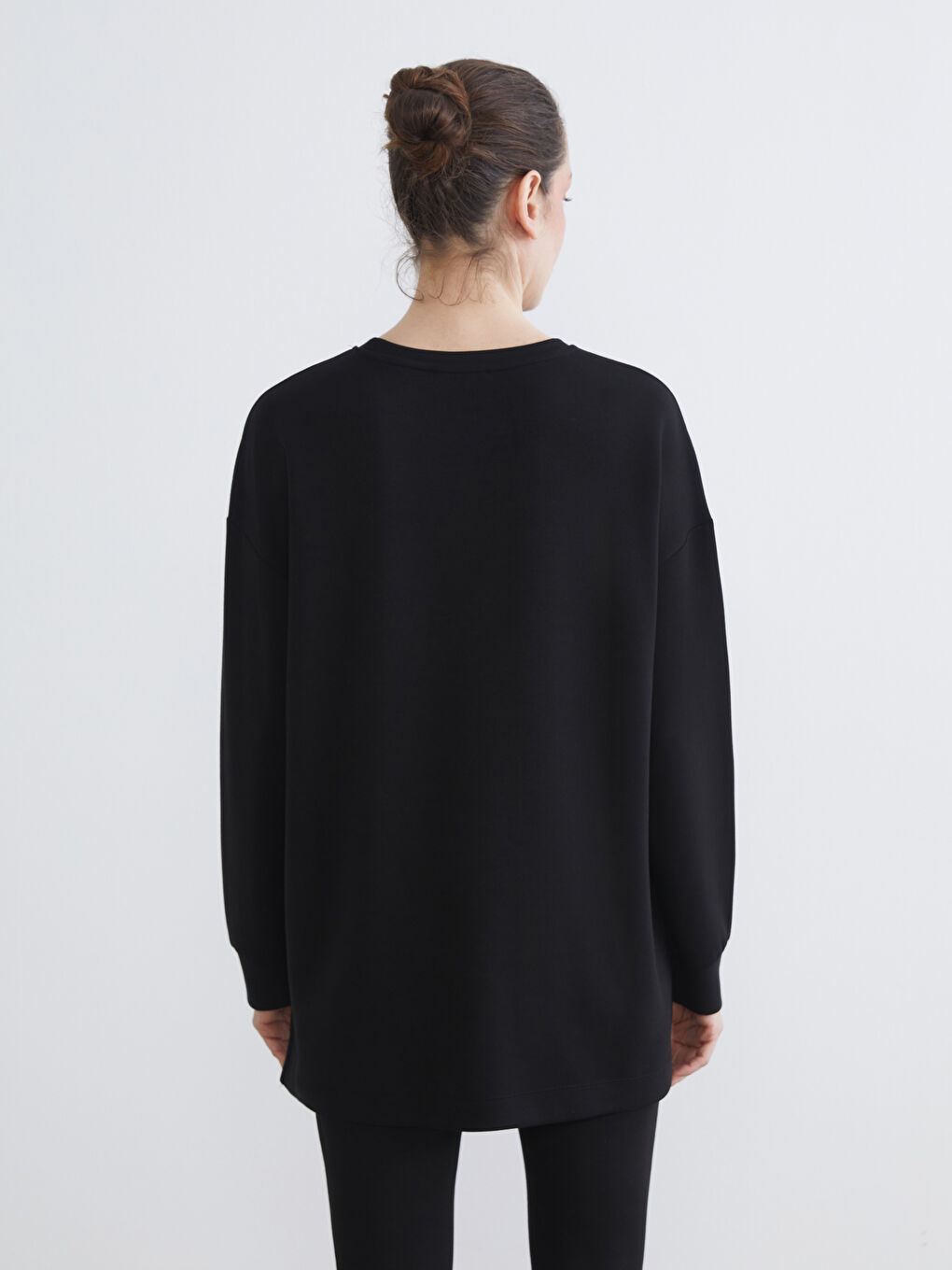 Crew Neck Rhinestone Embellished Women's Sweatshirt Tunic-4