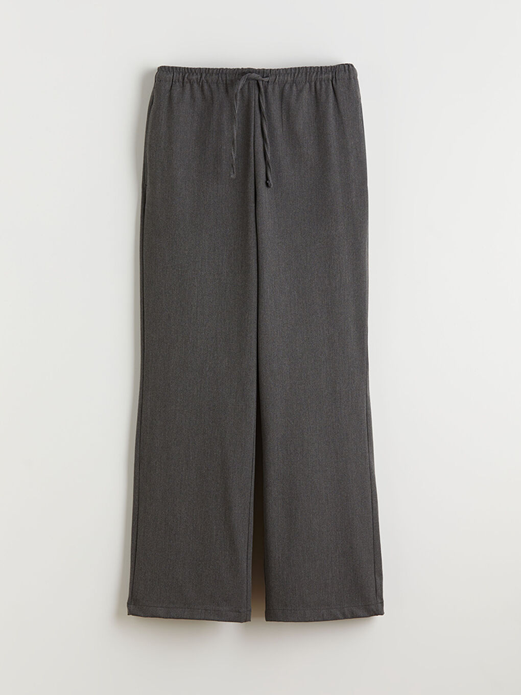 Gri Beli Lastikli Geniş Paça Kadın Pantolon-6