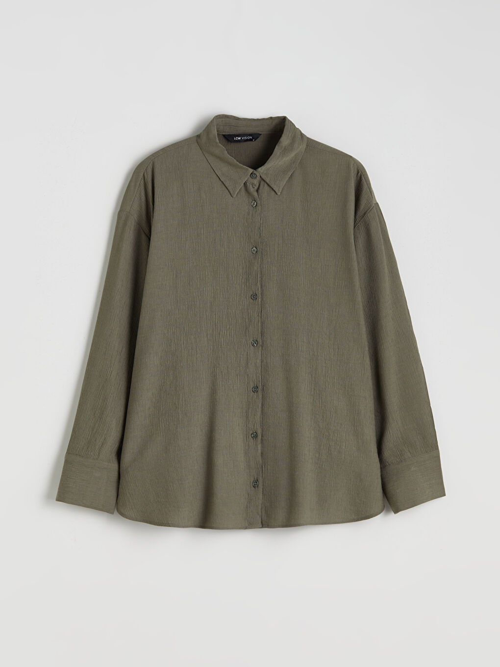 Yeşil Dokulu Oversize Kadın Gömlek-4