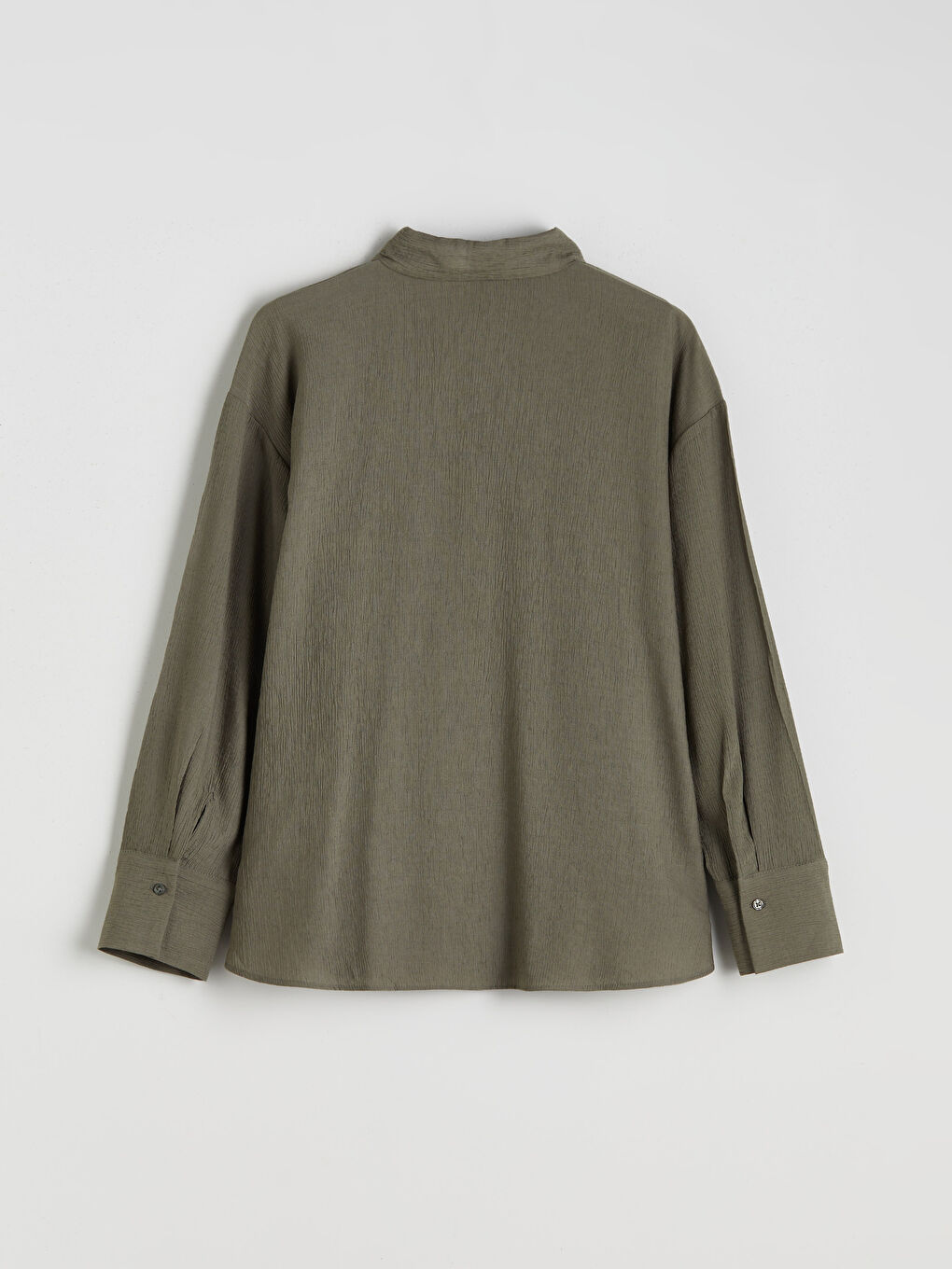 Yeşil Dokulu Oversize Kadın Gömlek-5