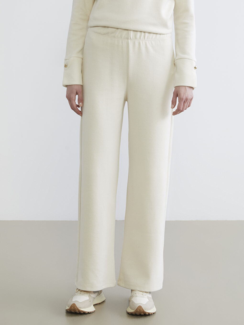 әйелдерге арналған серпімді белдік кең балақ спорттық шалбар-1