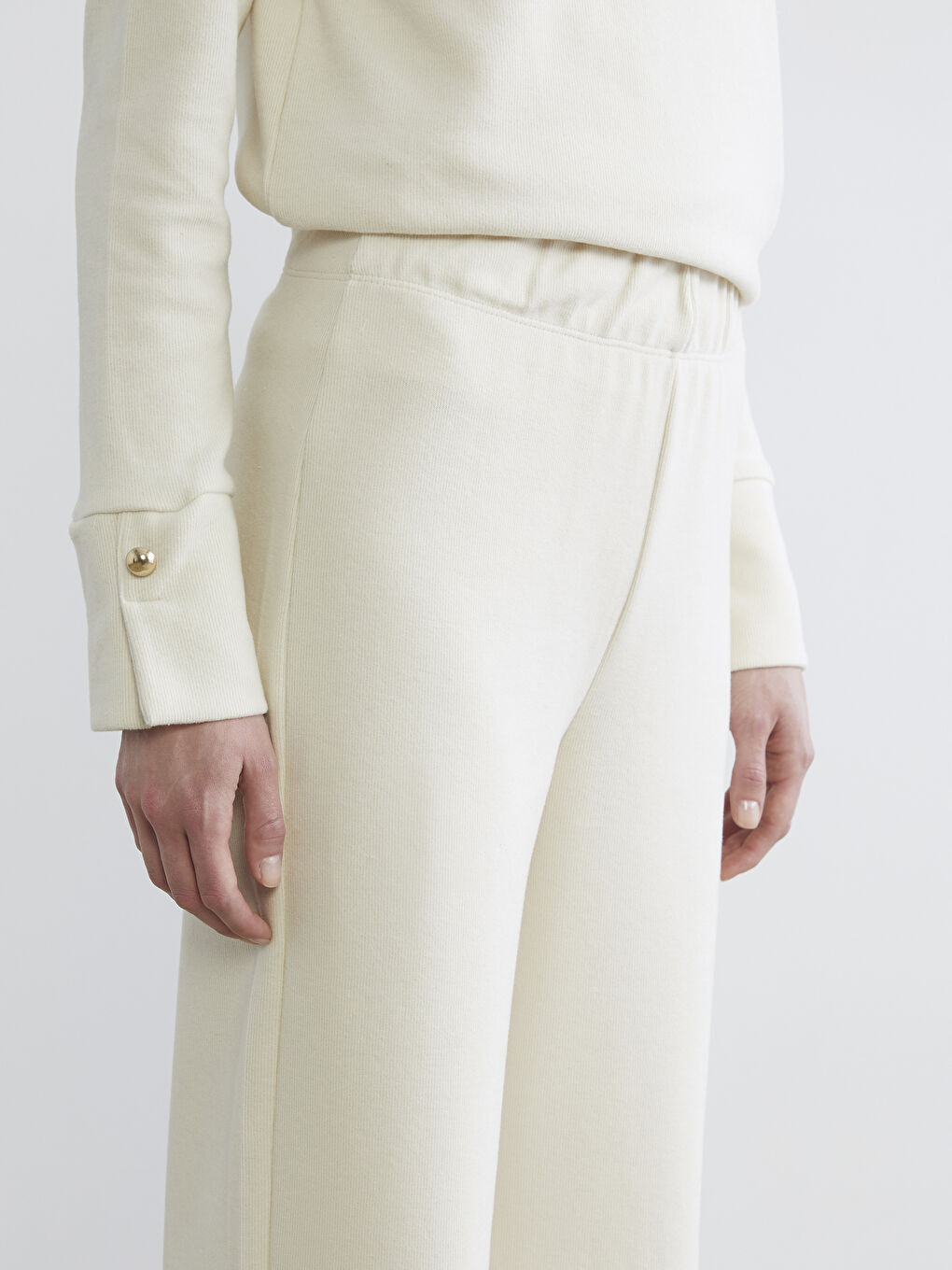 әйелдерге арналған серпімді белдік кең балақ спорттық шалбар-2