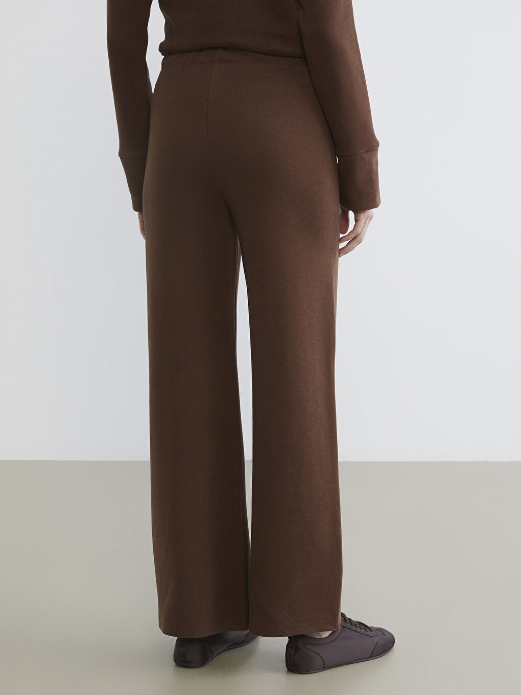 әйелдерге арналған серпімді белдік кең балақ спорттық шалбар-3