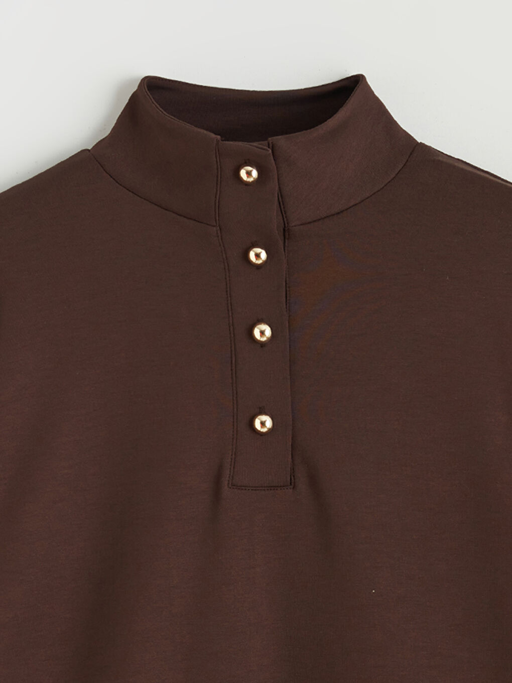 Kahverengi Dik Yaka Oversize Kadın Tunik-7