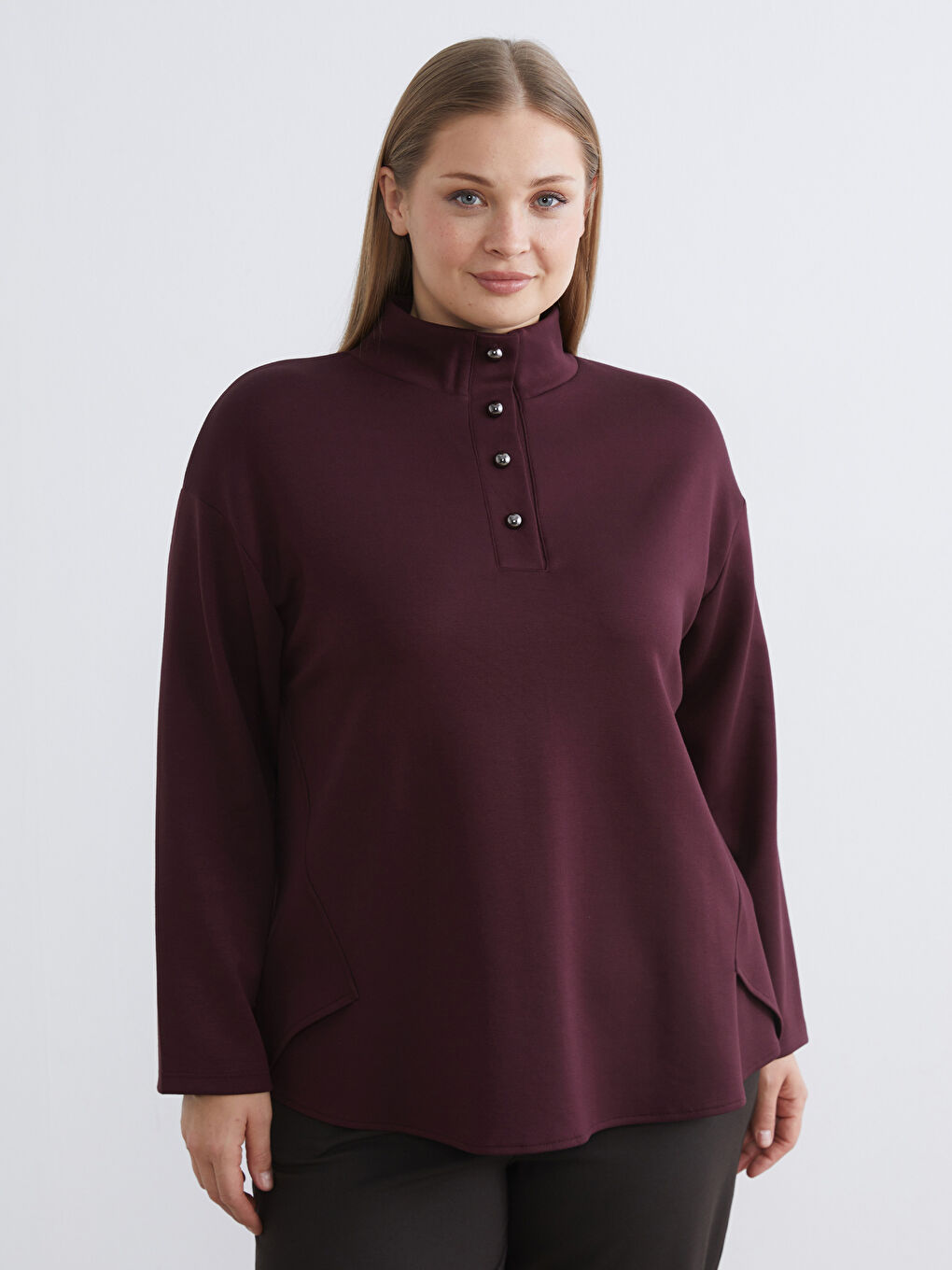 Funnel Neck Oversize Women's Tunic-1