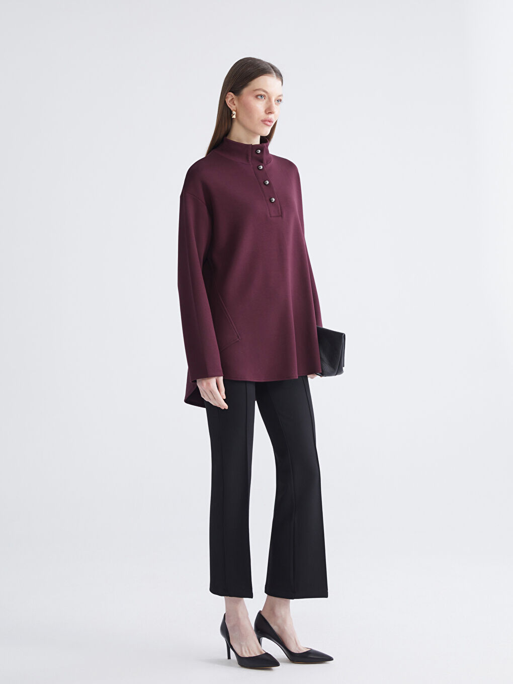 Funnel Neck Oversize Women's Tunic-2