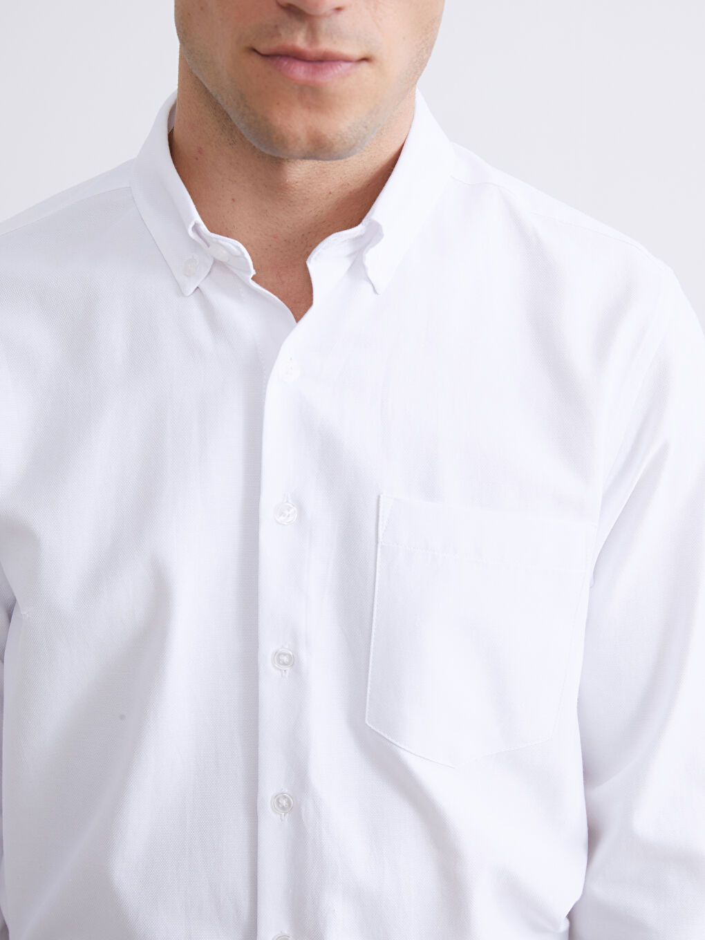 Beyaz Regular Fit Uzun Kollu Armürlü Erkek Gömlek-2