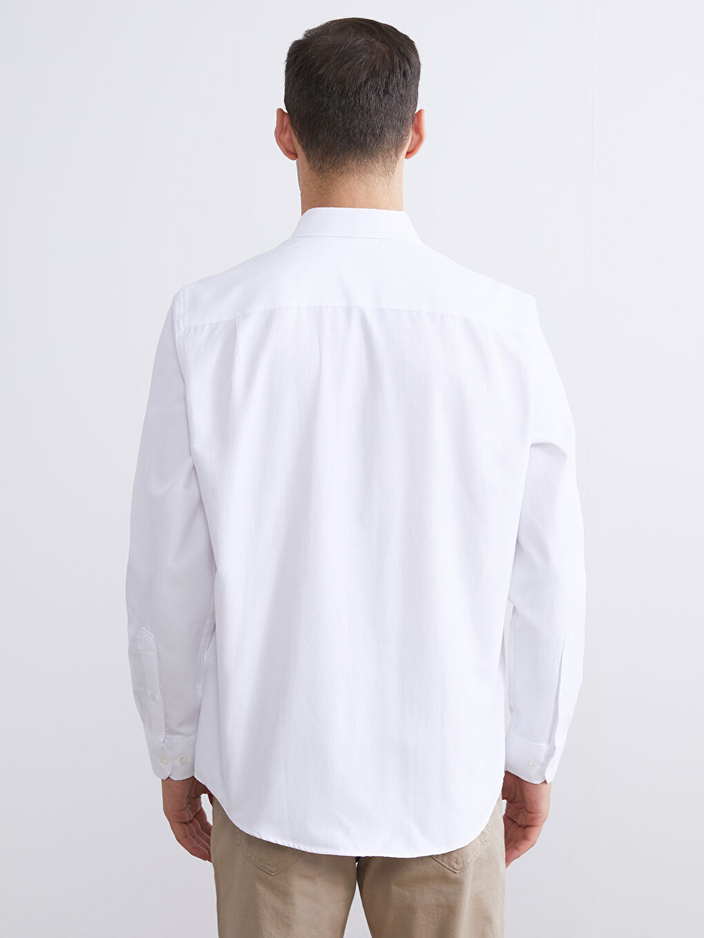 Beyaz Regular Fit Uzun Kollu Armürlü Erkek Gömlek-3