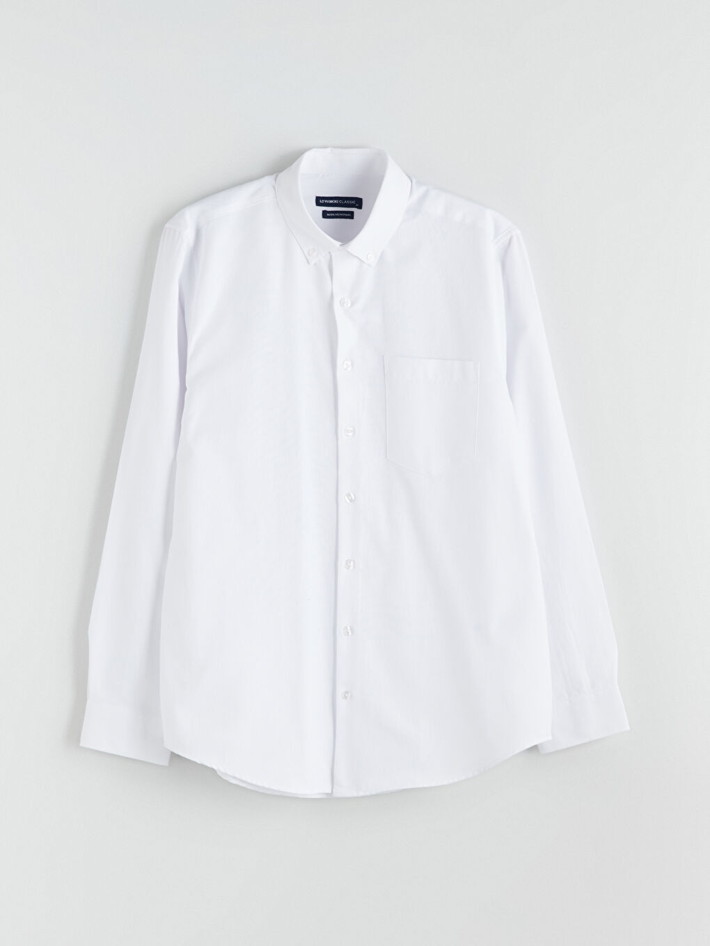 Beyaz Regular Fit Uzun Kollu Armürlü Erkek Gömlek-4