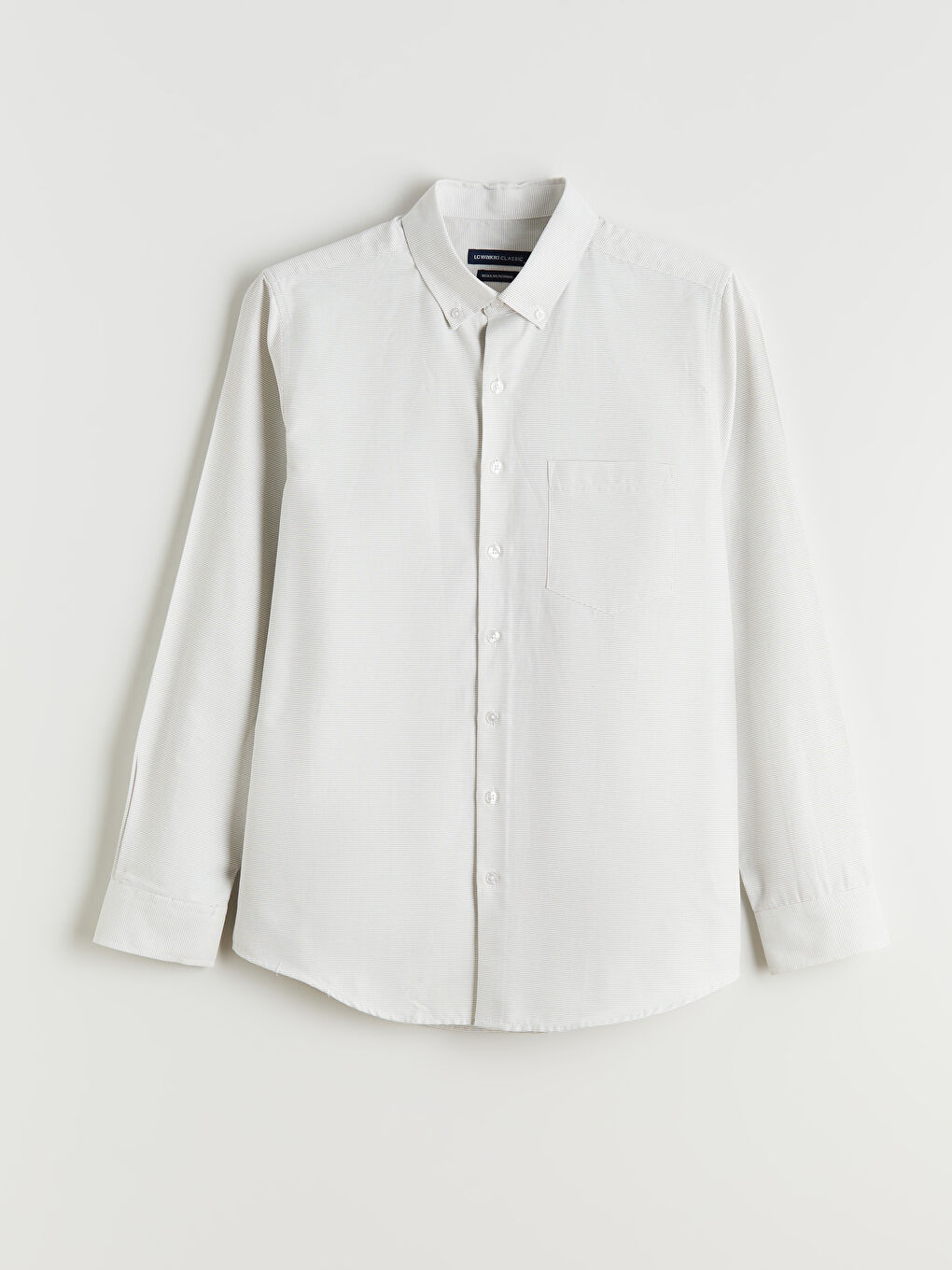 Bej Regular Fit Uzun Kollu Armürlü Erkek Gömlek-4