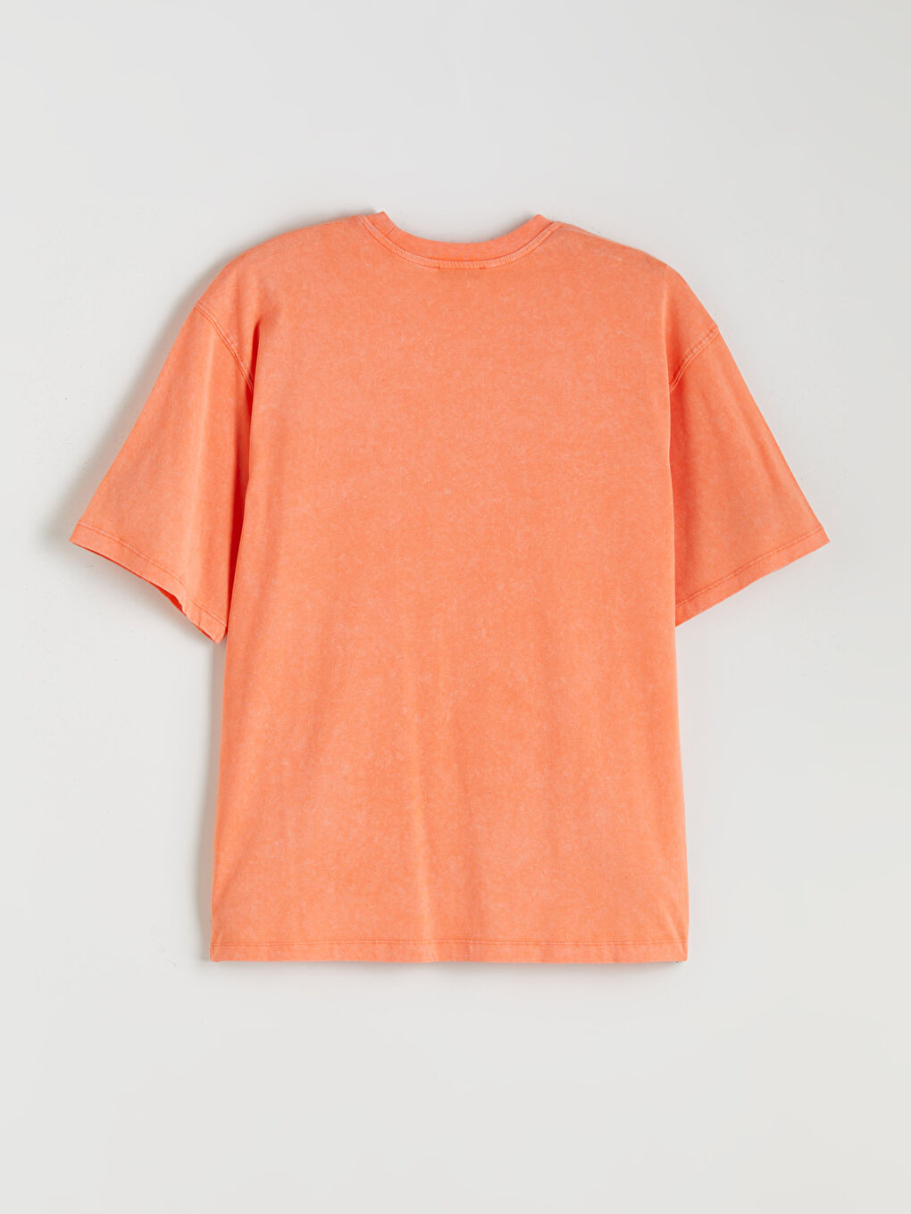 Mercan Bisiklet Yaka Baskılı Oversize Kadın Tişört-5